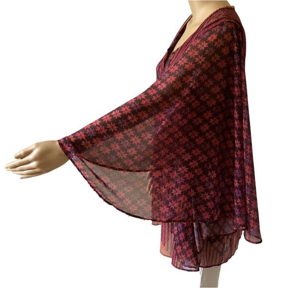 Soft Surroundings Style 2DR77 Boho Poncho Beaded Top L - Picture 3 of 6